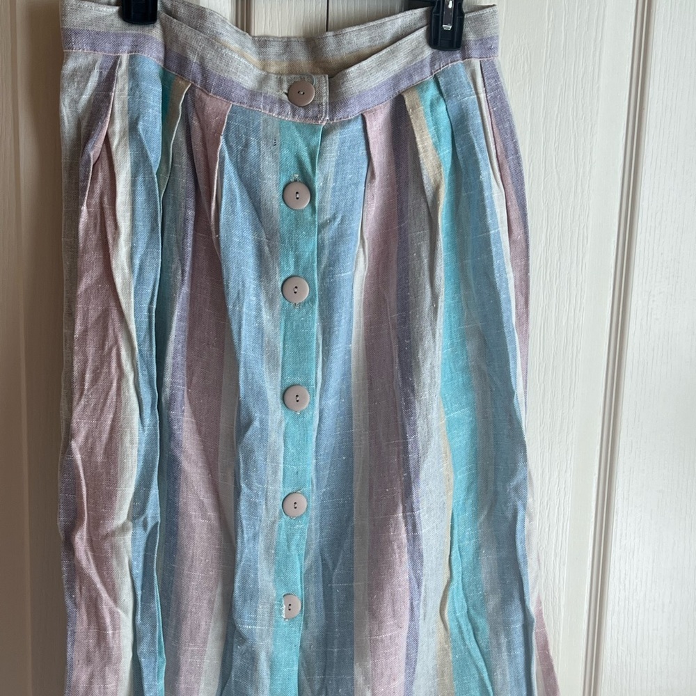 Vintage Midi Skirt with Pastel Stripes